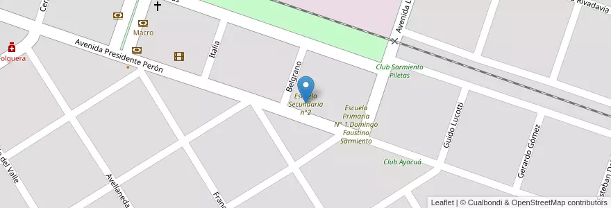 Mapa de ubicacion de Escuela Secundaria n°2 en Arjantin, Buenos Aires, Partido De Capitán Sarmiento, Capitán Sarmiento.