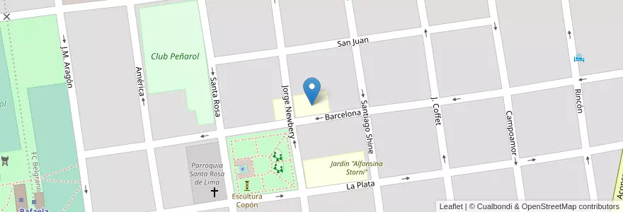 Mapa de ubicacion de Escuela Secundaria N°376 "Joaquín Dopazo" en الأرجنتين, سانتا في, Departamento Castellanos, Municipio De Rafaela.