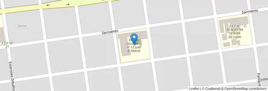 Mapa de ubicacion de Escuela Secundaria Nº 12 Juan B. Alberdi en Аргентина, Чако, Departamento Maipú, Municipio De Tres Isletas, Tres Isletas.