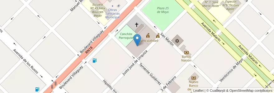 Mapa de ubicacion de Escuela Secundaria Nº 2 "Francisco Ramirez" en 아르헨티나, 엔트레리오스주, Departamento San Salvador, Distrito Arroyo Grande, San Salvador.