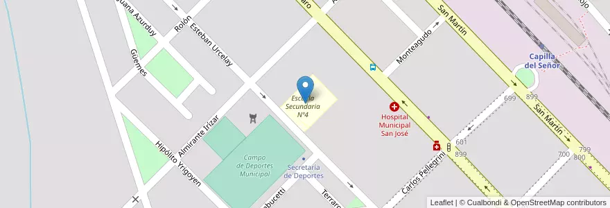 Mapa de ubicacion de Escuela Secundaria Nº4 en アルゼンチン, ブエノスアイレス州, Partido De Exaltación De La Cruz, Capilla Del Señor.