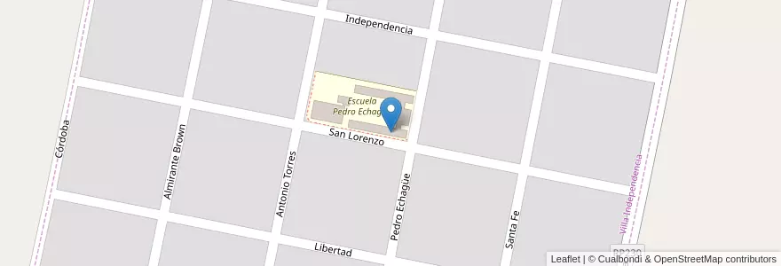 Mapa de ubicacion de Escuela Secundaria Pedro Echagüe en Argentine, San Juan, Chili, Caucete, Villa Independencia.
