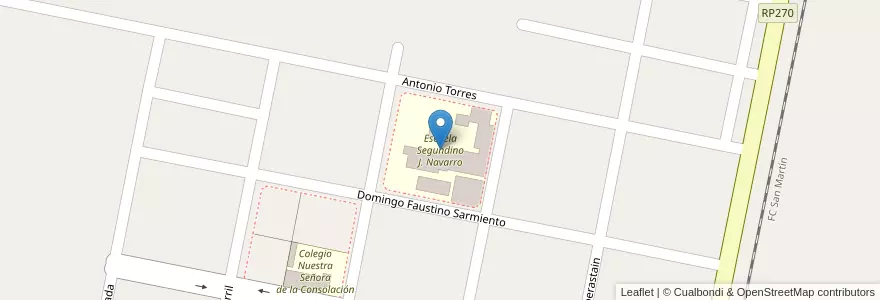 Mapa de ubicacion de Escuela Segundino J. Navarro en الأرجنتين, سان خوان, تشيلي, 25 De Mayo.