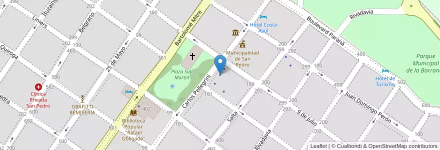 Mapa de ubicacion de Escuela Socorro Secundaria en Arjantin, Buenos Aires, Partido De San Pedro.