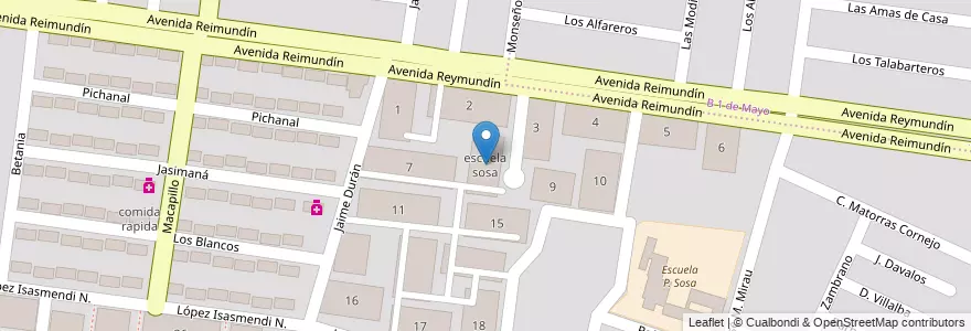 Mapa de ubicacion de escuela sosa en Arjantin, Salta, Capital, Municipio De Salta, Salta.