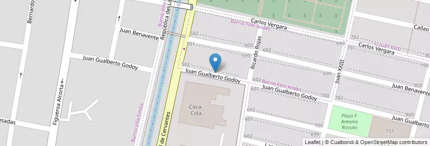 Mapa de ubicacion de Escuela Superior de Artes en Arjantin, Şili, Mendoza, Godoy Cruz, Departamento Godoy Cruz, Distrito San Francisco Del Monte.
