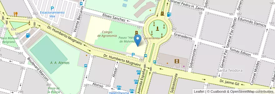 Mapa de ubicacion de Escuela Superior de Bellas Artes "Líbero Pierini" en Argentina, Córdova, Departamento Río Cuarto, Pedanía Río Cuarto, Municipio De Río Cuarto, Río Cuarto.