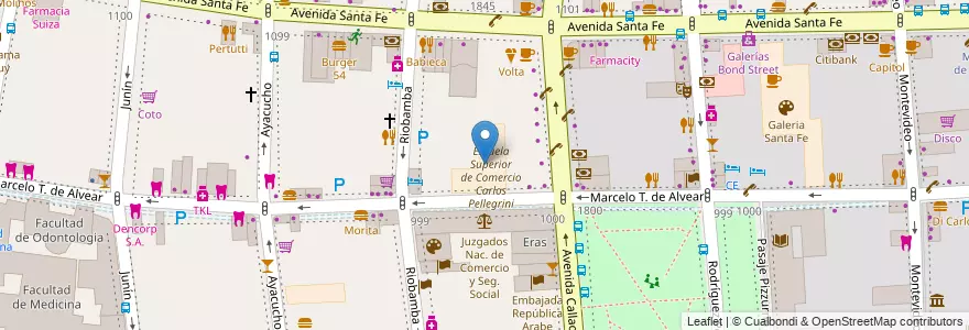 Mapa de ubicacion de Escuela Superior de Comercio Carlos Pellegrini, Recoleta en Argentina, Ciudad Autónoma De Buenos Aires, Comuna 2, Buenos Aires.