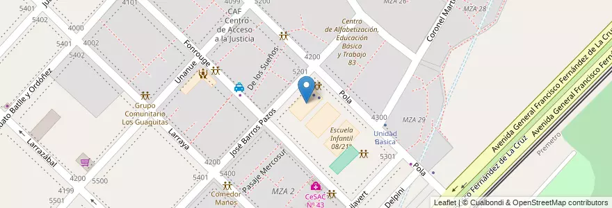Mapa de ubicacion de Escuela Superior de Enfermería Dra. Cecilia Grierson anexo, Villa Lugano en 아르헨티나, Ciudad Autónoma De Buenos Aires, 부에노스아이레스, Comuna 8.