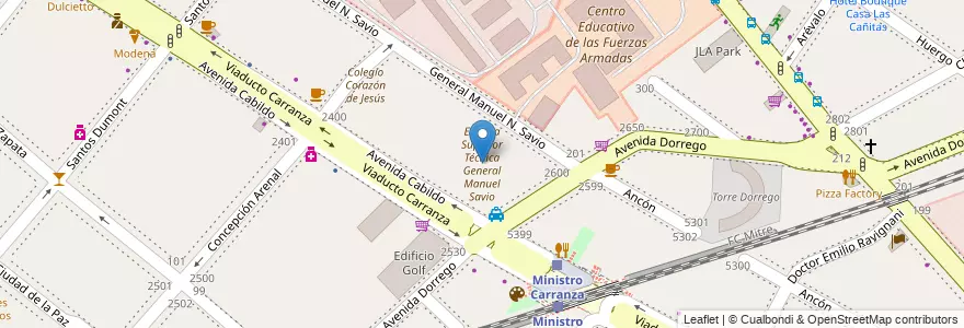 Mapa de ubicacion de Escuela Superior Técnica General Manuel Savio, Palermo en Argentinië, Ciudad Autónoma De Buenos Aires, Buenos Aires, Comuna 14.