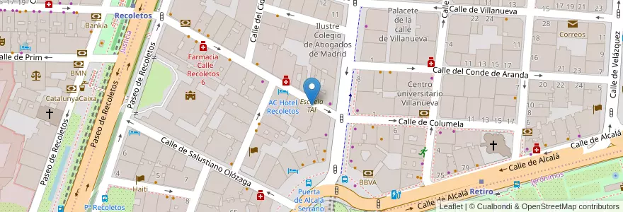 Mapa de ubicacion de Escuela TAI en 西班牙, Comunidad De Madrid, Comunidad De Madrid, Área Metropolitana De Madrid Y Corredor Del Henares, Madrid.