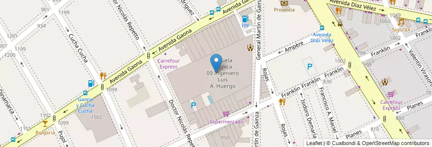 Mapa de ubicacion de Escuela Técnica 09 Ingeniero Luis A. Huergo, Caballito en Argentinië, Ciudad Autónoma De Buenos Aires, Buenos Aires, Comuna 6.