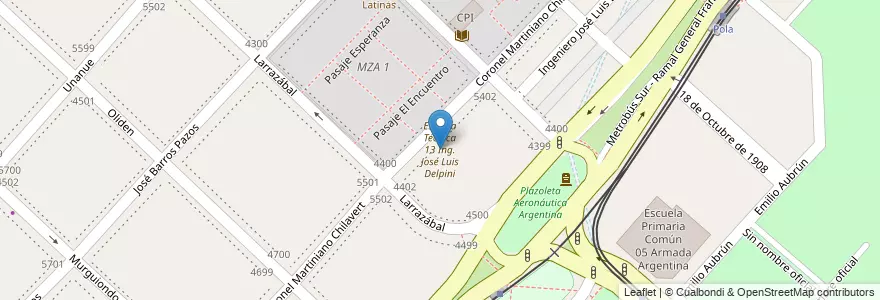 Mapa de ubicacion de Escuela Técnica 13 Ing. José Luis Delpini, Villa Lugano en Argentina, Ciudad Autónoma De Buenos Aires, Buenos Aires, Comuna 8.
