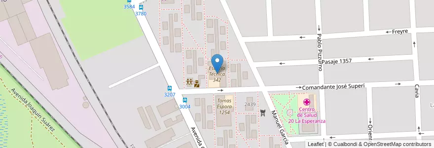 Mapa de ubicacion de Escuela Técnica 342 en الأرجنتين, سانتا في, Departamento Rosario, Municipio De Rosario, روساريو.