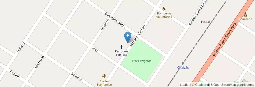 Mapa de ubicacion de Escuela Tecnica 8163 en Аргентина, Санта-Фе, Departamento Caseros, Municipio De Chabás.