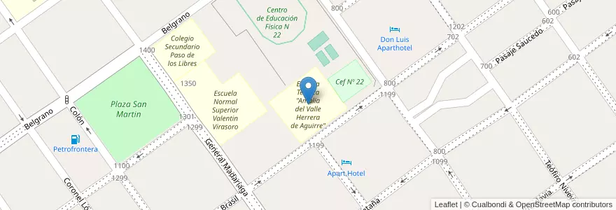 Mapa de ubicacion de Escuela Tecnica "Amalia del Valle Herrera de Aguirre" en Argentine, Corrientes, Departamento Paso De Los Libres, Municipio De Paso De Los Libres.