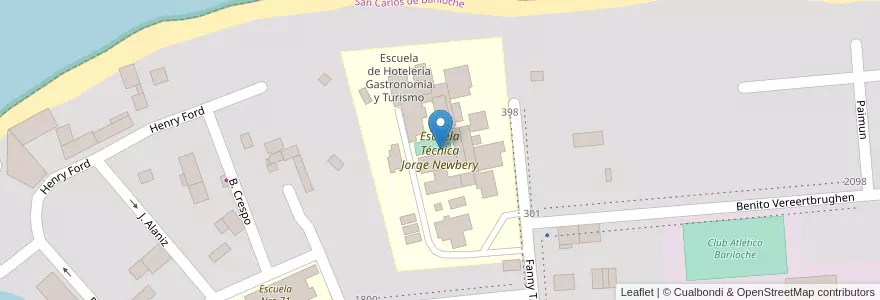 Mapa de ubicacion de Escuela Técnica Jorge Newbery en آرژانتین, شیلی, استان ریو نگرو، آرژانتین, Departamento Bariloche.