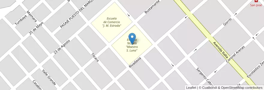 Mapa de ubicacion de Escuela Técnica "Maestro S. Luna" en アルゼンチン, フフイ州, Departamento El Carmen, Municipio De Perico, Perico.