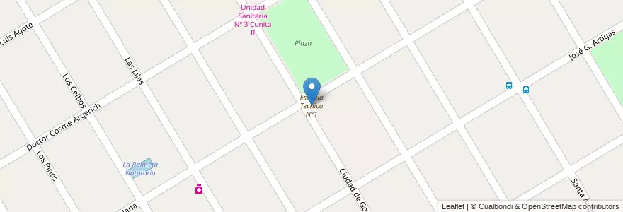 Mapa de ubicacion de Escuela Tecnica N°1 en 아르헨티나, 부에노스아이레스주, Partido De Ezeiza, La Unión.