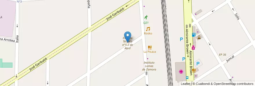 Mapa de ubicacion de Escuela Técnica n°5 2 de Abril en アルゼンチン, ブエノスアイレス州, Partido De Lomas De Zamora, Temperley.