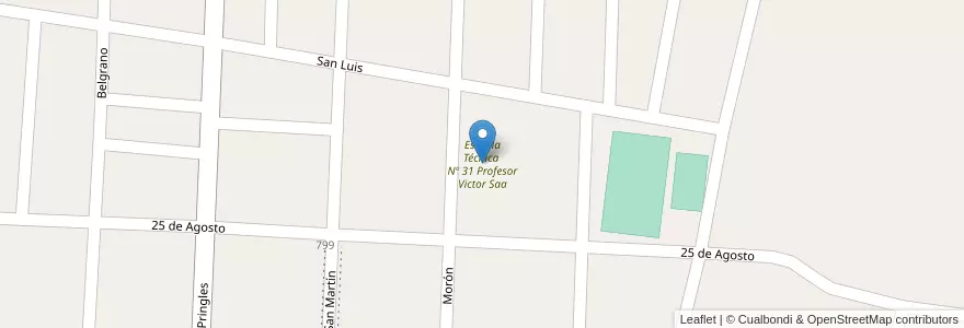 Mapa de ubicacion de Escuela Técnica  Nº 31 Profesor Victor Saa en Arjantin, San Luis, Ayacucho, Municipio De Quines.