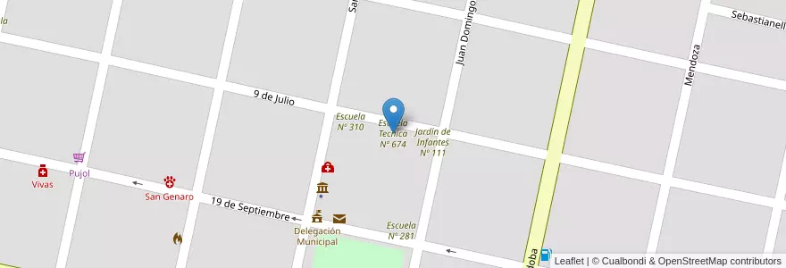 Mapa de ubicacion de Escuela Tecnica Nº 674 en Arjantin, Santa Fe, Departamento San Jerónimo, Municipio De San Genaro, San Genaro.