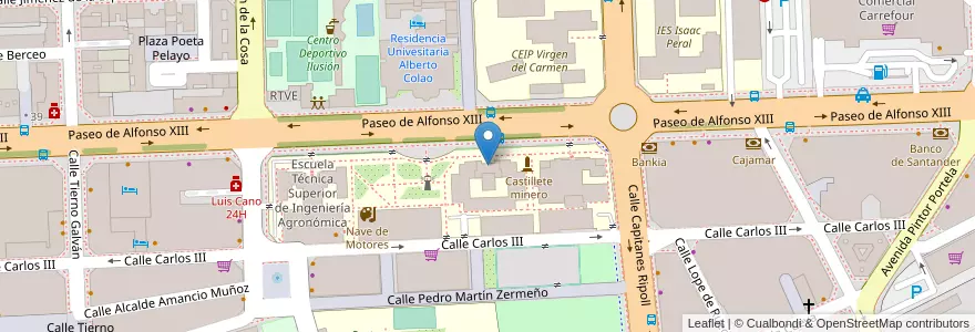 Mapa de ubicacion de Escuela Técnica Superior de Arquitectura y Edificación en 스페인, Región De Murcia, Región De Murcia, Campo De Cartagena Y Mar Menor, Cartagena.