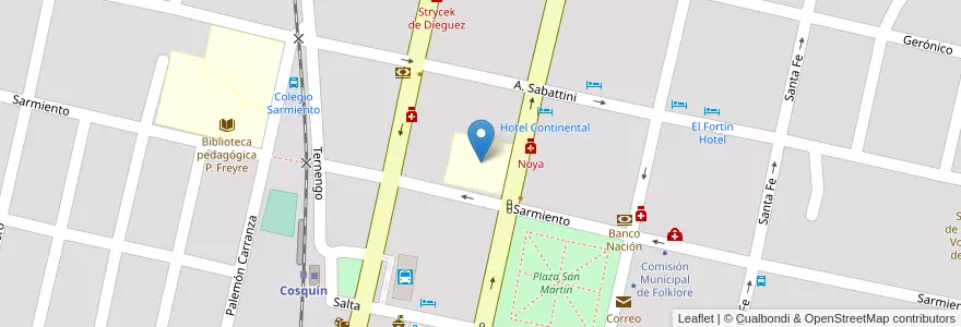 Mapa de ubicacion de Escuela Teniente General Julio A. Roca en Arjantin, Córdoba, Departamento Punilla, Pedanía Rosario, Municipio De Cosquín, Cosquín.