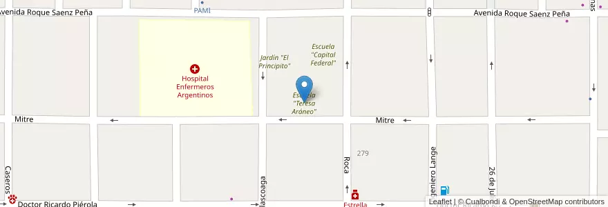 Mapa de ubicacion de Escuela "Teresa Aráneo" en Argentinien, Mendoza, General Alvear, Distrito Ciudad De General Alvear.