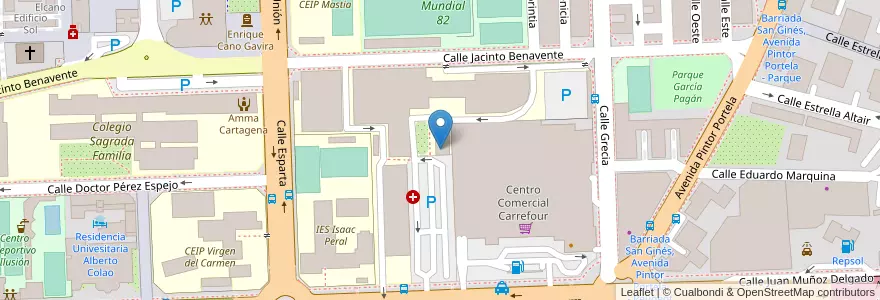 Mapa de ubicacion de Escuela Universitaria de Enfermería de Cartagena en Espagne, Région De Murcie, Région De Murcie, Camp-De-Carthagène Et Mer Mineure, Cartagena.