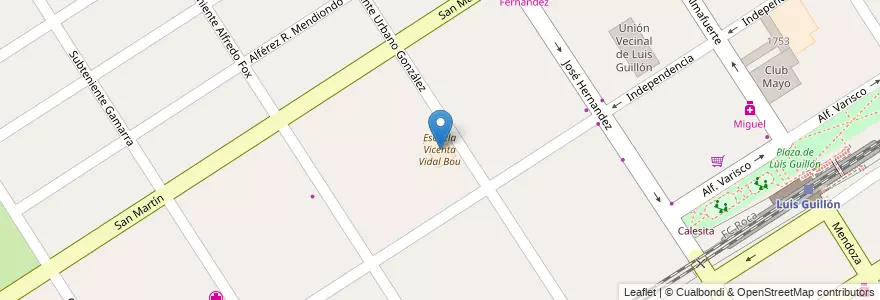 Mapa de ubicacion de Escuela Vicenta Vidal Bou en Arjantin, Buenos Aires, Partido De Esteban Echeverría, Luis Guillón.