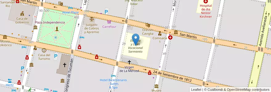 Mapa de ubicacion de Escuela y Liceo Vocacional Sarmiento en Arjantin, Tucumán, San Miguel De Tucumán, Departamento Capital, San Miguel De Tucumán.