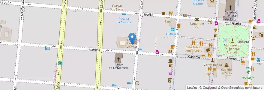 Mapa de ubicacion de Escuela Zorrilla en 아르헨티나, Salta, Capital, Municipio De Salta, Salta.