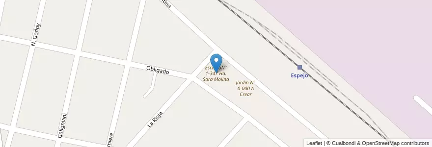 Mapa de ubicacion de EscuelaN° 1-347 Ha. Sara Molina en 阿根廷, 智利, Mendoza, Departamento Las Heras, Distrito El Resguardo.
