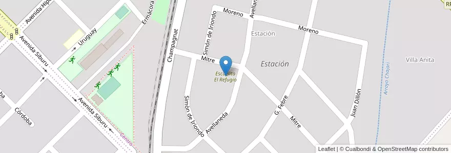 Mapa de ubicacion de Escuelita El Refugio en アルゼンチン, エントレ・リオス州, Departamento Federación, Distrito Mandisoví, Chajarí.