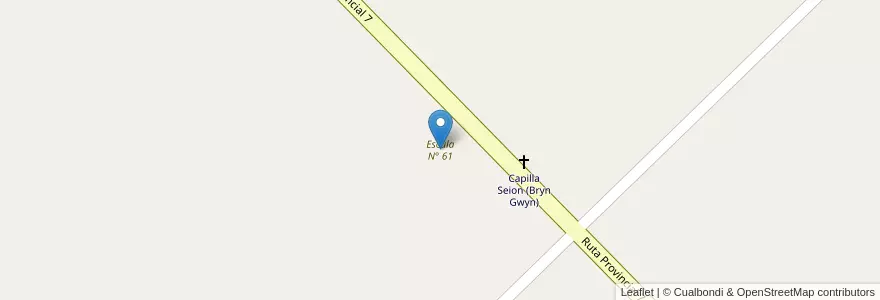 Mapa de ubicacion de Escula N° 61 en Argentinië, Chubut, Departamento Gaiman, Gaiman.