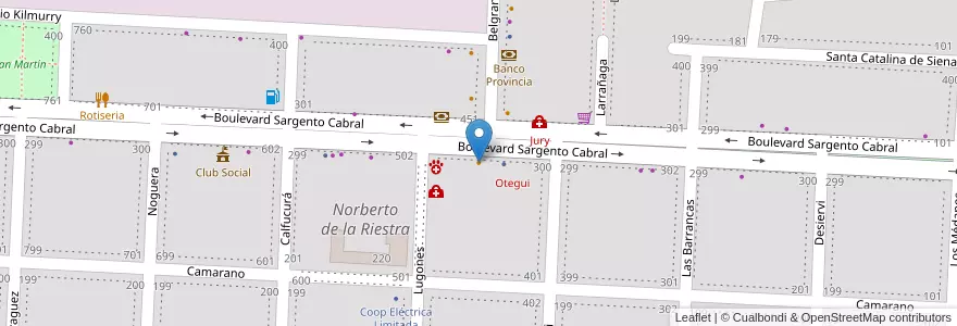 Mapa de ubicacion de Esdul en Arjantin, Buenos Aires, Partido De Veinticinco De Mayo, Norberto De La Riestra.