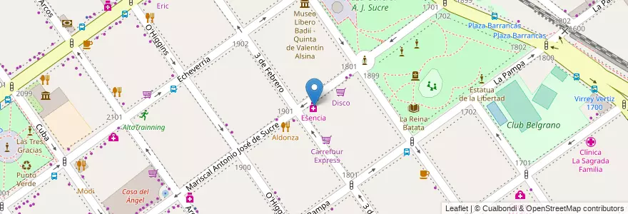 Mapa de ubicacion de Esencia, Belgrano en 아르헨티나, Ciudad Autónoma De Buenos Aires, 부에노스아이레스, Comuna 13.