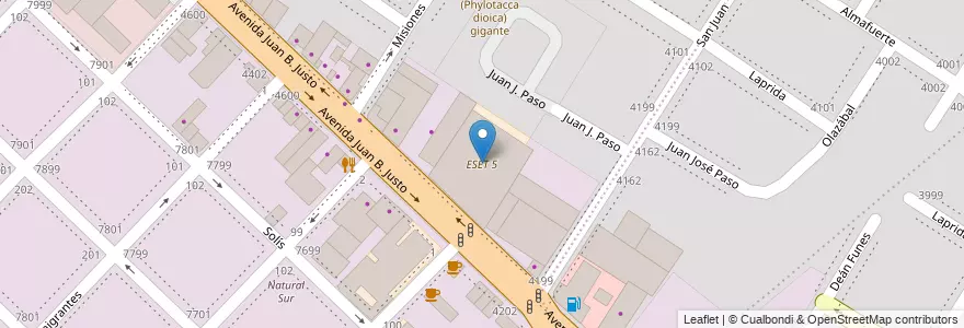 Mapa de ubicacion de ESET 5 en الأرجنتين, بوينس آيرس, Partido De General Pueyrredón, مار ديل بلاتا.