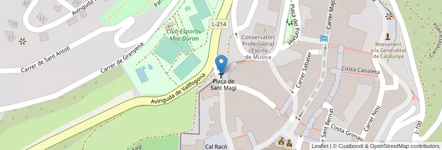 Mapa de ubicacion de Església de Sant Magí en Испания, Каталония, Лерида, Сегарра, Cervera.