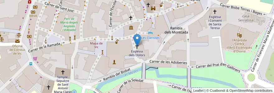 Mapa de ubicacion de Església dels Dolors en España, Catalunya, Barcelona, Osona, Vic.