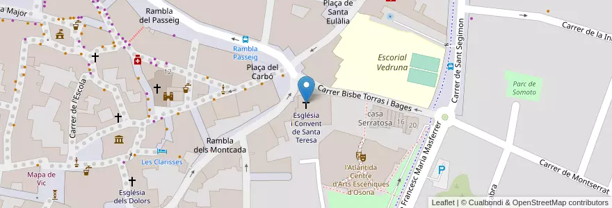 Mapa de ubicacion de Església i Convent de Santa Teresa en 스페인, Catalunya, Barcelona, Osona, Vic.