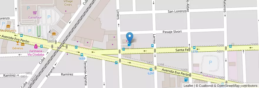 Mapa de ubicacion de ESIgnc en 아르헨티나, Santa Fe, Departamento Rosario, Municipio De Rosario, 로사리오.