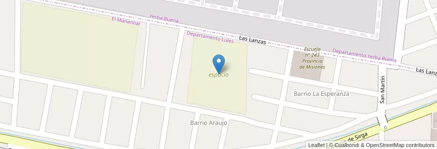 Mapa de ubicacion de espacio en الأرجنتين, Tucumán, Departamento Lules, El Manantial.