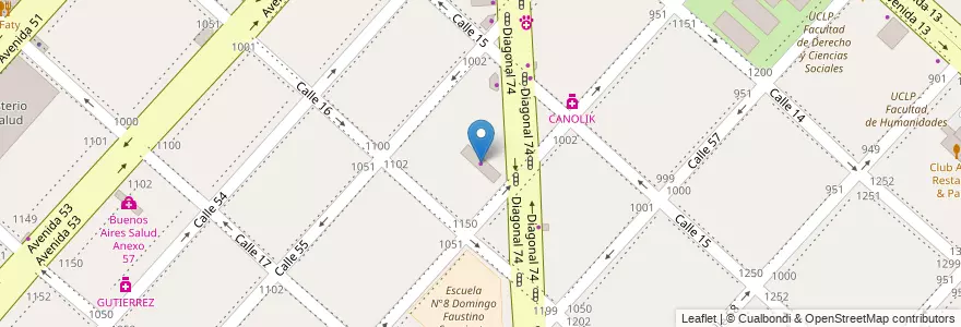 Mapa de ubicacion de Espacio A, Casco Urbano en 아르헨티나, 부에노스아이레스주, Partido De La Plata, La Plata.