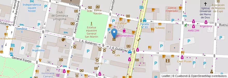 Mapa de ubicacion de Espacio Contemporaneo de Arte en 阿根廷, 智利, Mendoza, Departamento Capital, Ciudad De Mendoza.