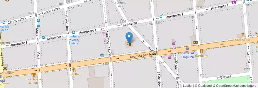Mapa de ubicacion de Espacio Cultural Julián Centeya, San Cristobal en الأرجنتين, Ciudad Autónoma De Buenos Aires, Comuna 3, Buenos Aires.
