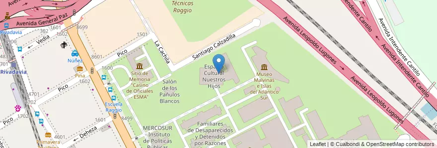 Mapa de ubicacion de Espacio Cultural Nuestros Hijos, Nuñez en 阿根廷, Ciudad Autónoma De Buenos Aires, 布宜诺斯艾利斯, Comuna 13.