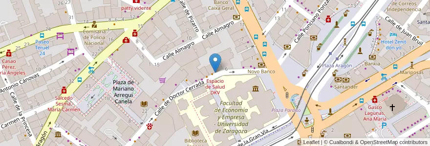 Mapa de ubicacion de Espacio de Salud DKV en スペイン, アラゴン州, サラゴサ, Zaragoza, サラゴサ.