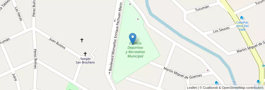 Mapa de ubicacion de Espacio Deportivo y Recreativo Municipal en Argentinien, Provinz Córdoba, Departamento San Alberto, Villa Cura Brochero, Pedanía Tránsito, Municipio De Villa Cura Brocheroa.